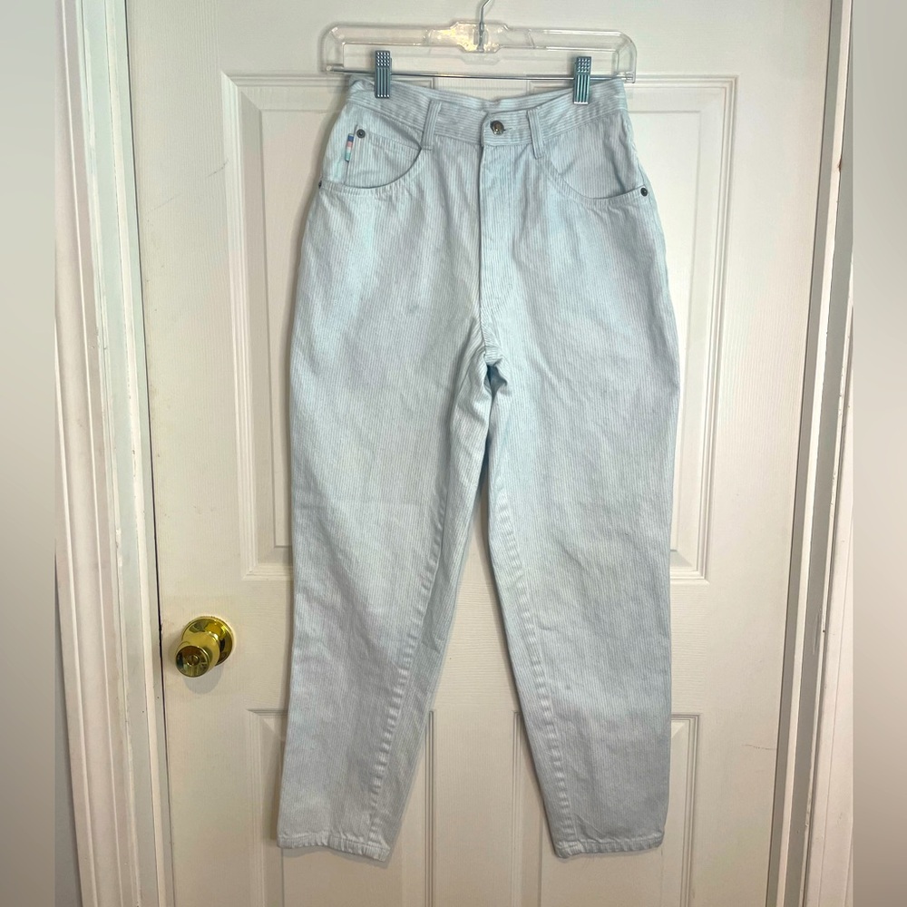 VINTAGE - PINSTRIPE HIGH RISE JEANS PETITE